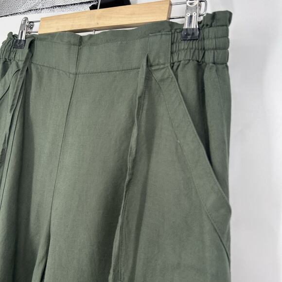 LOFT Tall Breezy Wide Leg Pants Cropped Linen Blend Olive Green Size LT Tall - Picture 4 of 10